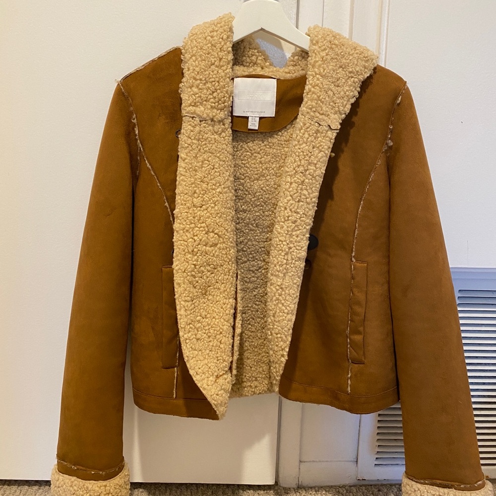 Anthropology Leather Faux Fur Jacket - hardly worn